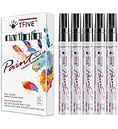 Black Paint Marker Paint Pens - 5 Pack Oil Based Permanent Marker Pen, Medium Tip, Waterproof & Q...