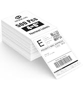 RONGTA 4x6 Fanfold Thermal Shipping Labels, White (1 Stack | 500 Labels) | Clear Printing and Str...