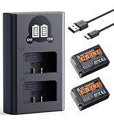 K&F CONCEPT 1600mAh EN-EL25 Battery 2-Pack EN-EL25A Battery and Dual LCD Battery Charger for Niko...