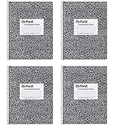 Oxford Spiral Composition Notebooks, 4 Pack, College Ruled Paper, 9-3/4 x 7-1/2 Inches, 80 Sheets...
