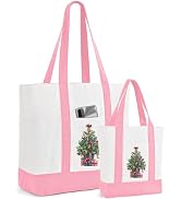 TAOZIM 2Pcs Canvas Tote Bag Bulk with Outer Pocket, 12oz Cotton Blank Canvas Tote Bags 19 x 14.6I...