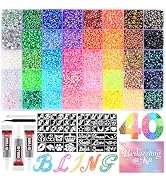 Zefy 40000 Pcs Resin Jelly Rhinestones for Bedazzling, 40 Colors 3mm Bedazzling Kit with 4 Pcs St...