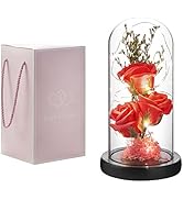 oridom Preserved Flower Gift, Light Up Rose in Glass Dome, Eternal Forever Rose Flower Gifts for ...