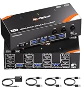 KVM Switch 3 Monitors 3 Computers 8K@60Hz/4K@120Hz, HDMI DP KVM Switches for 3 PC Sharing Triple ...