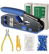 Brileine Lan Network Cable Tester RJ45 Crimp Tool Kit CAT5 CAT5e CAT6 Crimping Tool Kit Ethernet ...