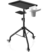 GZGDLJQ Salon Tray on Wheels, Adjustable Tattoo Tray with Storage Platform, Sturdy Rolling Salon ...
