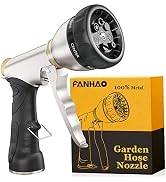 FANHAO Garden Hose Nozzle, 100% Heavy Duty Metal Water Hose Nozzle Sprayer with 7 Spray Patterns,...