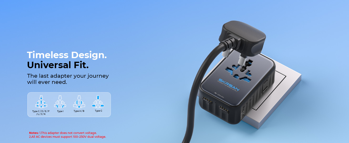 SKRSAN Aura Ultra-Thin Travel Adapter