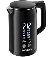 AGORVIO Electric Kettle, 1.7L 1500W, 5 Temp Presets, Dual Mode 8H Keep Warm, Double Wall Cool Tou...