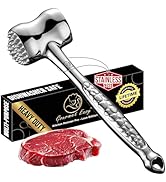 Stainless Steel Meat Tenderizer Tool, Premium Meat Mallet with Non-Slip Grip, Dual-Sided with Hea...