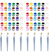 8 Pack Mini Acrylic Paint Set, 12 Colors Washable Acrylic Paint Strips with 16Pcs Painting Brushe...