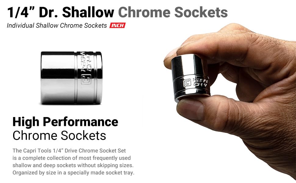 1/4" Dr. Shallow Chrome Socket Set