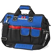 WORKPRO 18-inch Tool Bag Close Top Wide Mouth Storage with Sturdy Waterproof Base & Adjustable Sh...