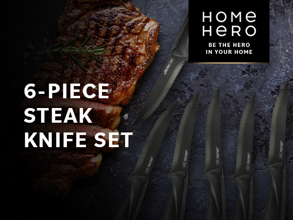 Quality steak knives with rust-resistant and fully serrated blades.