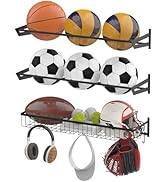 YBING Sports Equipment Organizer with 3 Separate Shelf, Ball Racks for Garage, Garage Sport Equip...