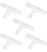 Quickun 1/4" Hose Barb Fitting Equal Barbed T Shaped Tee Type 3 Way Plastic Joint Splicer Mender ...