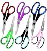 Scissors, Rkqoa 6 Pack 8" All Purpose Scissors for Everyday use, Stainless Steel Scissor Set with...