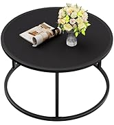 SAYGOER Small Round Coffee Table, Black Coffee Tables for Living Room, Modern Center Table for Sm...