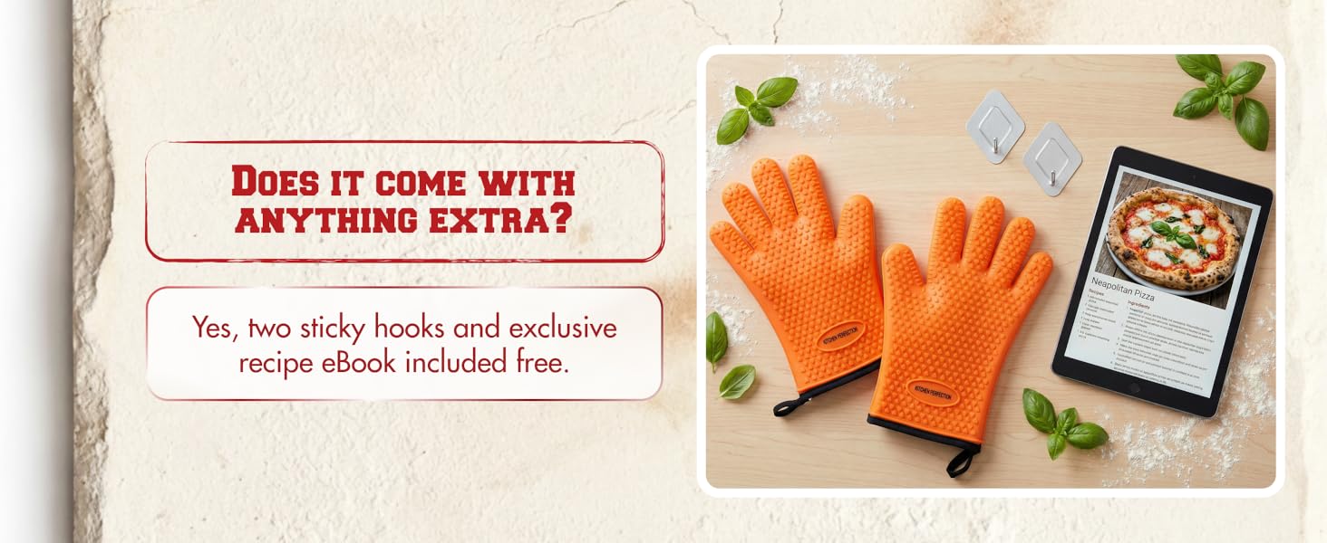 KITCHEN PERFECTION Silicone Pizza Oven Gloves -Extreme Heat Resistant Gloves
