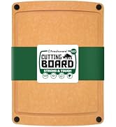 Freshware Wood Cutting Board for Kitchen, Juice Groove, Non-Slip Silicone Feet, Dishwasher Safe, ...