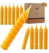DEYBBY Natural Small Viral Beeswax Candles, Dripless and Smokless 5 inch Twisted Pure Beeswax Can...