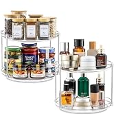 2 Set 2 Tier Non-Skid Acrylic Lazy Susan Turntable Organizer - Rotating Spice Rack - Spinning Org...