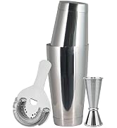 Boston Cocktail Shaker Set, 17 oz and 24 oz Stainless Steel Weighted Shaker Tins, Professional Ba...