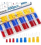smseace 200Pcs #4,#8,#10,1/4 Inch Fork Spade Connectors with 22-16/16-14/12-10 AWG Fork Terminals
