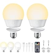 Brightown E26 Rechargeable Light Bulb with Remote Timer and 3 Color Temperatures, Battery Backup ...