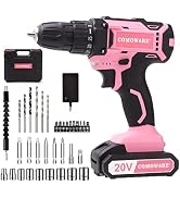 COMOWARE Pink Power Drill, 20V Pink Cordless Drill, Pink Drill Set for Women, 1 Battery & Charger...