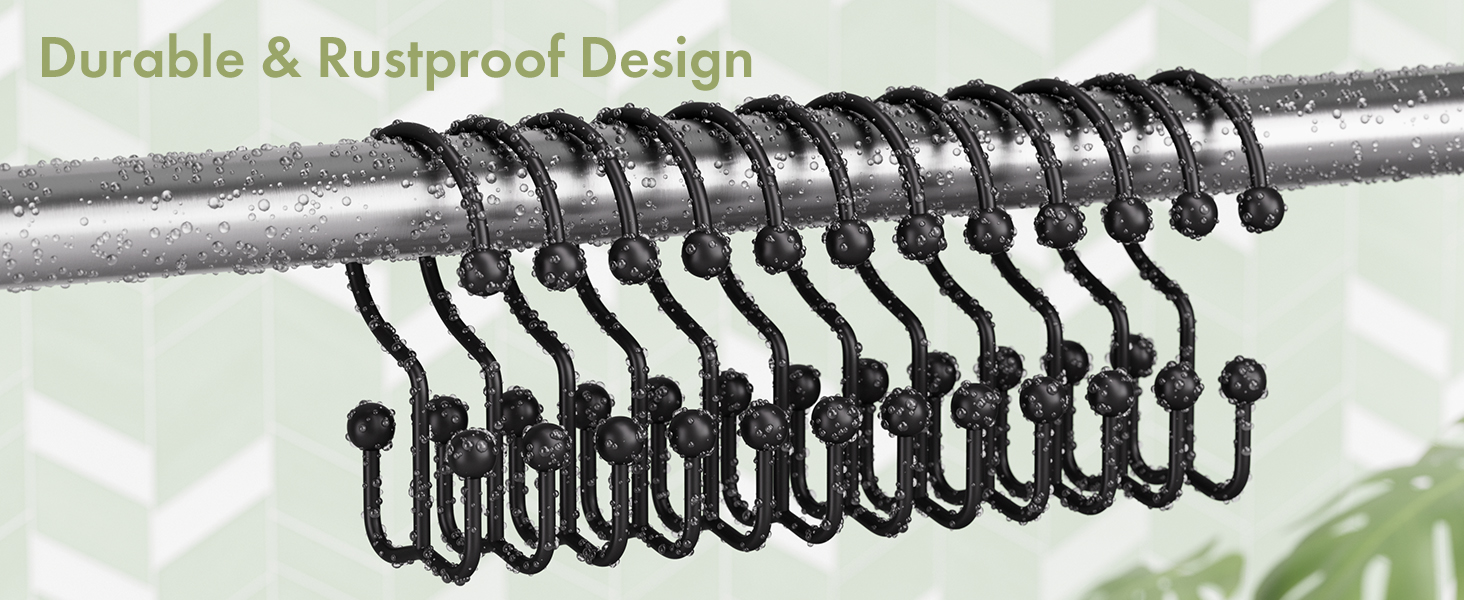 Amazer 12PCS Minimalist Simple Double Shower Curtain Hooks