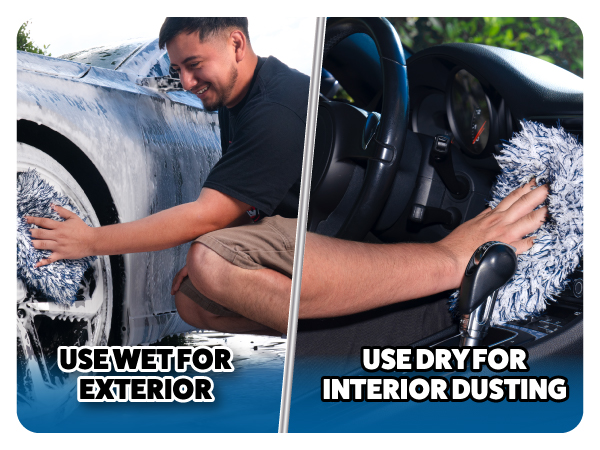 Microfiber detailing wash pad scrubbing wheel and lifting dirt from vehicle paint safely