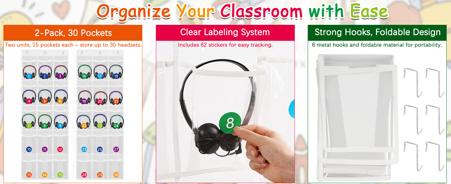 Classroom Headphone Storage Organizer