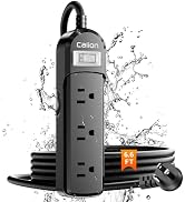Outdoor Power Strip Weatherproof, 6.6 FT Outdoor Extension Cord 3 Waterproof Outlets, Overload Pr...