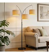 VANZBON 80 Inch Arc Floor Lamp with Remote Control, 3-Light Dimmable Standing Lamp for Living Roo...