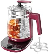 ICOOKPOT Hot Tea Maker Glass Electric Kettle with Tea Infuser and Temperature Control,1.5L Stainl...