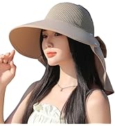 HUAMULAN Women Large Brim Sun Hat with Neck Flap, Men Quick Dry Hiking Fishing Safari Hat UPF 50+
