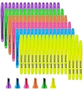 SMELHA Highlighters, 100 Pack Fashionable and Bright Assorted Colors Highlighters, 6 Colors Highl...