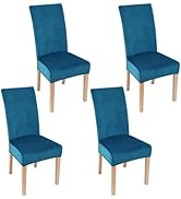 Smiry Velvet Stretch Chair Covers for Dining Room Set of 4, Soft Fit Removable Washable Kitchen P...