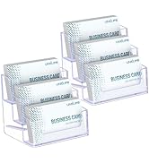 Uniclife 2 Pack Acrylic Business Card Holder for Desk 3 Slots Clear Business Card Display Stand f...