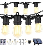 Dott Arts 2-Pack 96FT Solar Outdoor String Lights Waterproof with Dimmable Remote Control,Patio L...