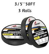 RED WOLF Wire Electrical Tape, 3/5 Inch x 50 Feet 3-Roll, Felt Cloth Electric Tape Noise Dampenin...