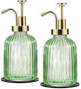 SheeChung Green Glass Soap Dispenser, 12 Oz Liquid Hand Soap Dispenser with Pump, Refillable Loti...