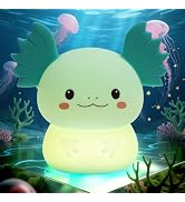 Axolotl Night Light for Kids, Eye-Caring Dimmable LED, Rechargeable Silicone Bedside Lamp, Animal...