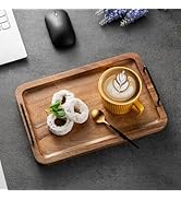 James.F Serving Tray with Handles, Large Acacia Wooden Trays for Serving Food, Regangle Service T...