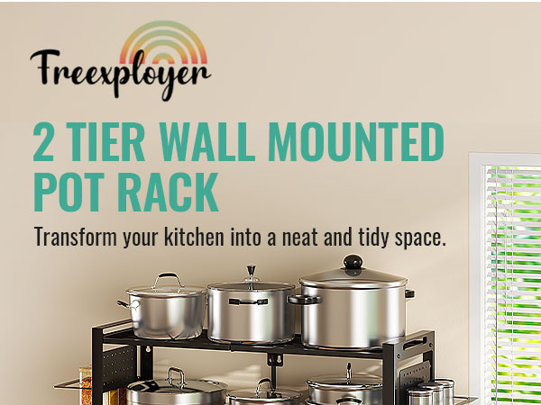 2 tier wall mounted pot rack