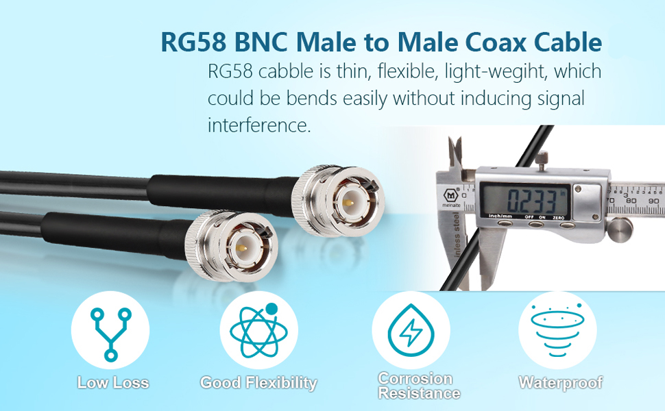 RG58 BNC Male to Male Cable