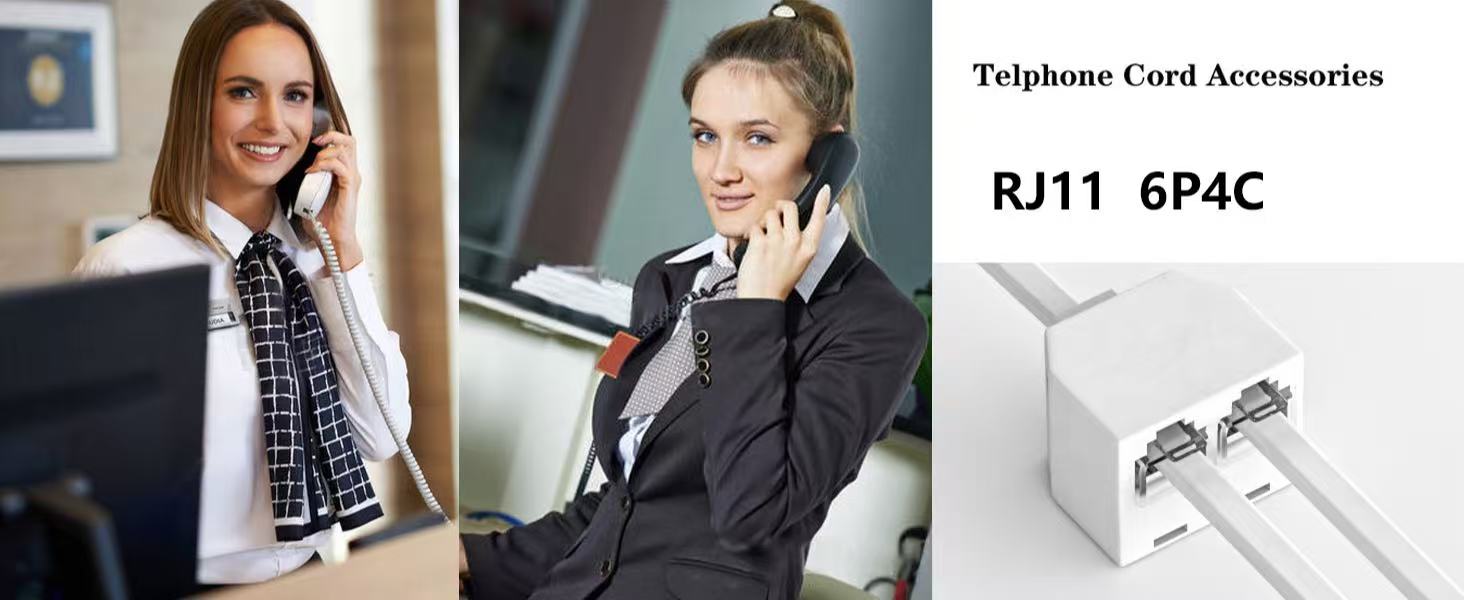 Phone Line Splitter,Telephone Splitter,with RJ11 6P4C Plugs