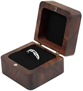 Energather Ring Boxes, Square Wooden Ring Box Ring Holder Box with Magnetic, Elegant Ring Bearer ...