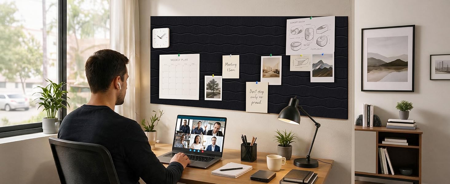 Felt Bulletin Board Tiles 12 Pack, 48" x 36" Cork Board Alternative